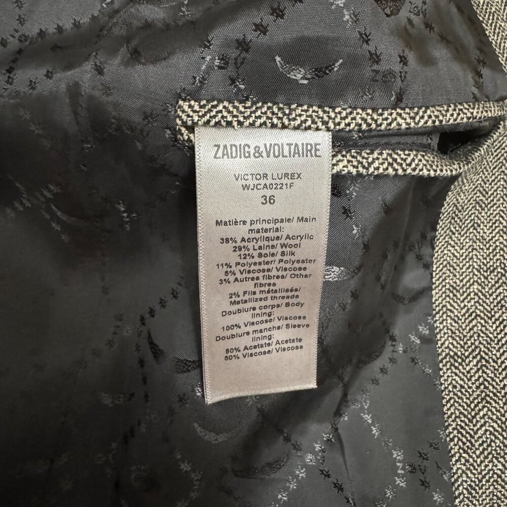 Zadig & Voltaire Victor Lurex Blazer Jacket Size 36 - Picture 8 of 11